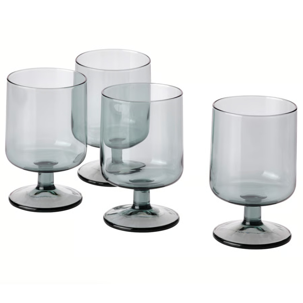 IKEA OMBONAD Goblet, Gray, 11 oz, 4 Pack (105.046.46) NEW